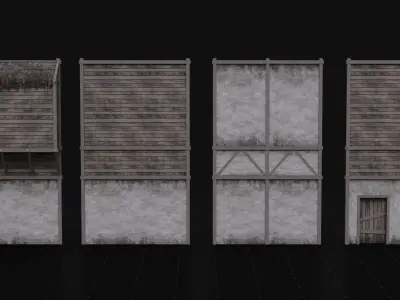 Medieval Modular Wall Kitbash 3D Model  Low-poly 3D model
