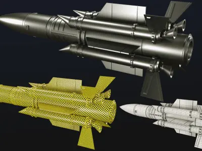 rocket spaceship Low-poly 3D model