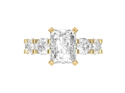 Emerald Art Deco Ring 3D print model 31
