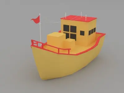 3d low polygon plane ship Low-poly 3D model