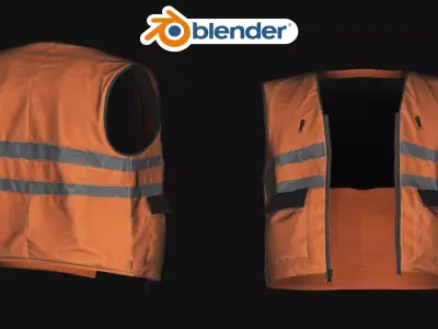 Construction Hazard Safety Work Vest Low-poly 3D model