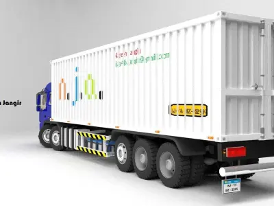 Straight Box Truck Low-poly 3D model
