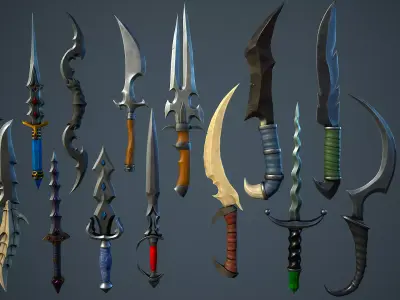 Stylized Fantasy Dagger Pack Low-poly 3D model purchase