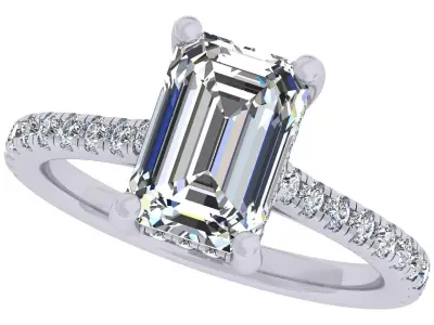 3ct Emerald Stone Cathadral Ring 3D print model