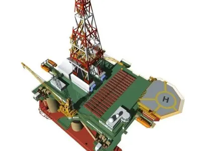 Semi Submersible Drilling Rig 3D model
