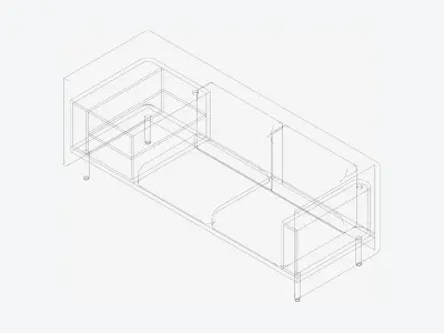 Sofa - Contemporary - Flame - Medium - Corner Shelf Low-poly 3D model purchase