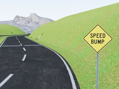 American Road Speed Bump Low-poly 3D model