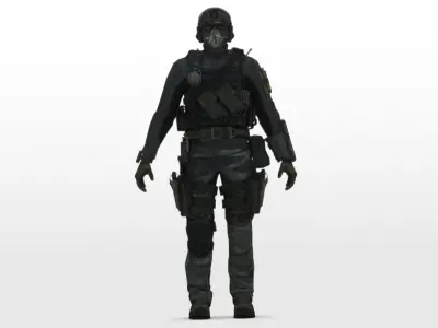 Tactical Spec Ops Soldier High-Quality Rigged  Low-poly 3D model