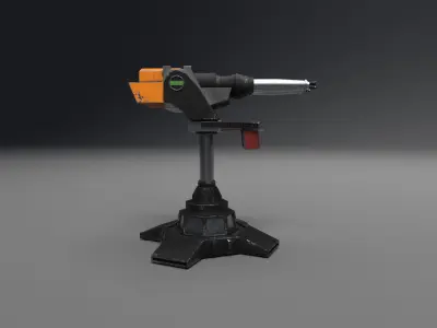 Military turret - double barrel Low-poly 3D model