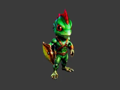 Iguana Man Low-poly 3D model get