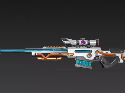 Cartoon Cyber Sniper Rifle 3D Model PBR Low-poly 3D model