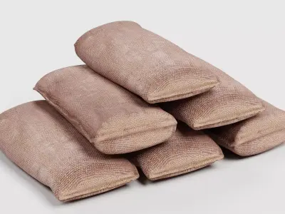 Jute Sacks Stack - Burlap Bags Pile 3D model