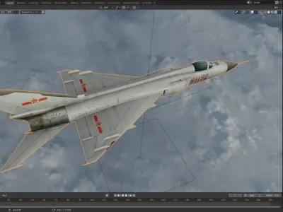 Chinese J-8 fighter jet Hand painted game model Low-poly 3D model