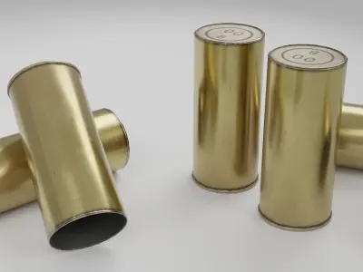 12-Gauge Brass Shotgun Shells Low-poly 3D model