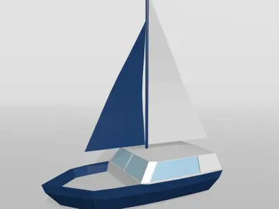 Boat low poly set sailboat Low-poly 3D model