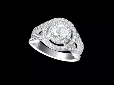Solitaire Engagement Art Deco Ring 3D print model 47