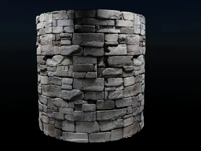 4k Gray Block Stone Material with 16 bit height maps Low-poly 3D model