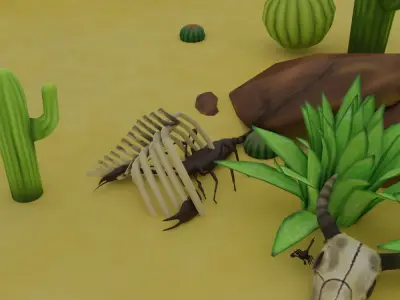 Scorpion Animated With Desert Environment Low-poly 3D model