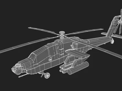 Apache Helicopter Low-poly 3D model purchase