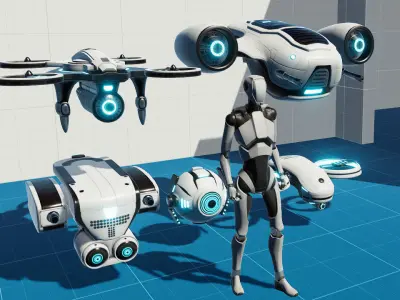 Sci Fi Drones 3D Model Pack