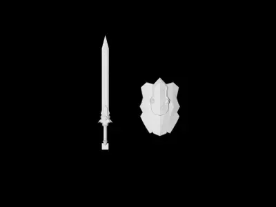 Runic - Sword and Shield Low-poly 3D model