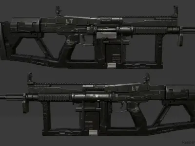 Sci-fi  assault rifle 1 Low-poly 3D model