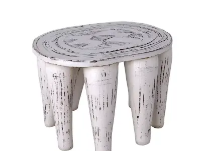 Antique White Nupe Stool 3D model