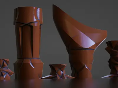 Pillars Set - Stone Fantasy Sci-Fi 3D model