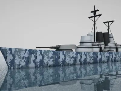 Simple Warships Game Models Free low-poly 3D model