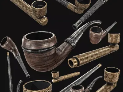 Smoking Pipe Packs Low-poly 3D model
