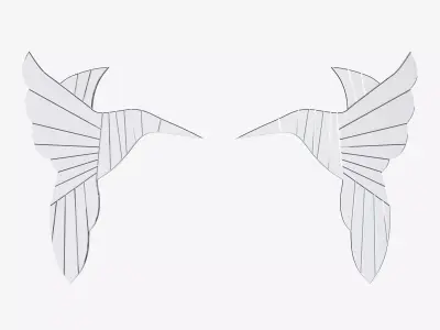 Humming Bird Mirror Art 3D model