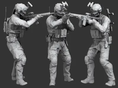 Lowpoly Swat  Low-poly 3D model