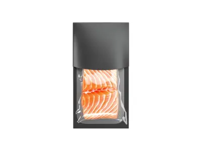 Black Salmon Carton Pack - fish cardboard container 3D model