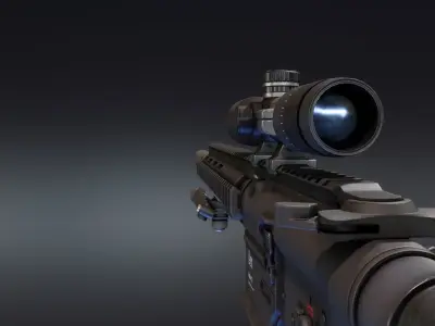 HK417a1 Battle Rifle Low-poly 3D model