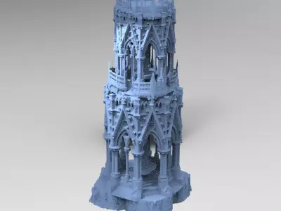 Poseidon ruins Tall tower 3D model