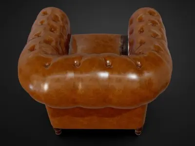 Brown leather armchair 3D model