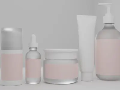 Skincare product bottles 3D model