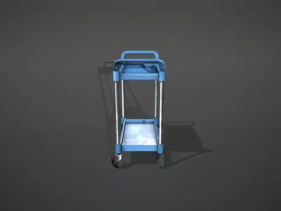 Blue Service Cart Low-poly 3D model