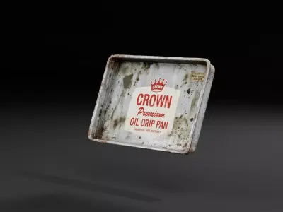 Vintage Rusty Oil Drip Pan Low-poly 3D model