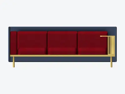 Sofa - Contemporary - Flame - Medium Work Shelf Low-poly 3D model