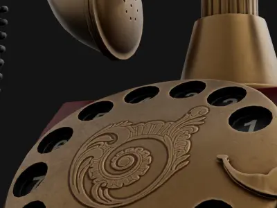 Antique Vintage Phone Low-poly 3D model