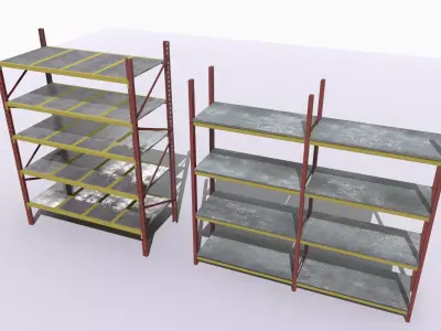 Industrial shelves 4 Low-poly 3D model