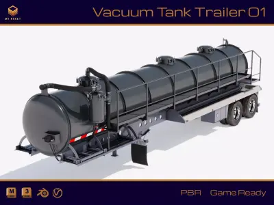 Vacuum Tank Trailer 01 Low-poly 3D model