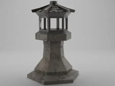 Ancient lantern in low poly 3D model