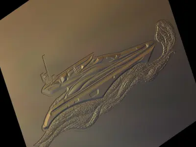 Yacht Suitable for embossing Hot Foil Technique 3D model