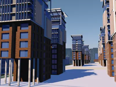 Urban highrise building ancillary building commercial building 3D model purchase