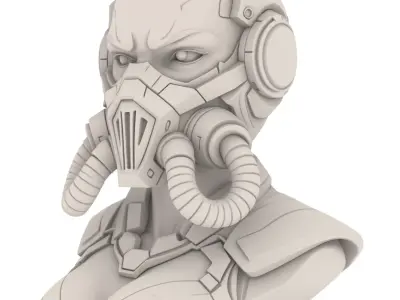 Futuristic Sci Fi Masked Bust 3D print model