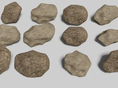 Rock pack game ready Low-poly 3D model