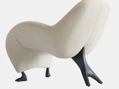 Papageno Chair by Leolux Upholstered in Boucle Fabric Monza 00 3D model