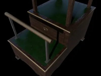 Old Vintage Shoeshine Chair and Platform Low-poly 3D model